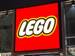 Fototapeta premium Shanghai,China-Oct.15th 2025: LEGO brand company logo 