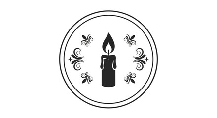 Fototapeta premium Black candle with flame icon.