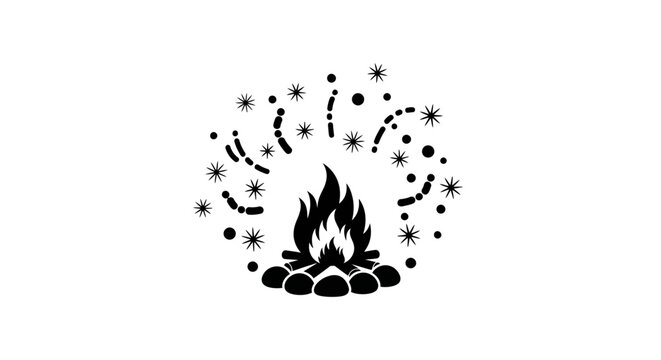 Black fire icon with sparks rising.