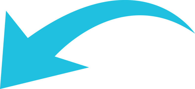 Cyan arrow curve downward left