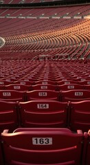 Fototapeta premium Rows of Empty Red Seats in a Stadium.