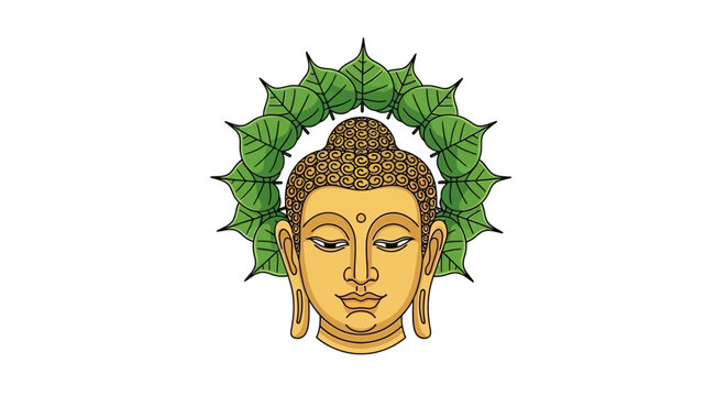 Buddha Head Statue Golden Face.