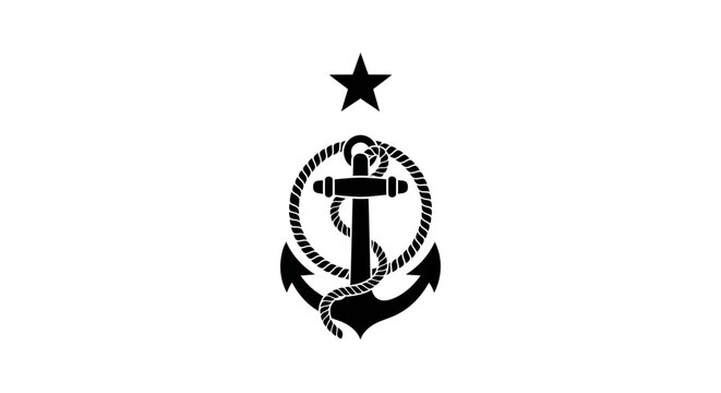 Black anchor symbol with star.