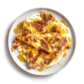 Chechebsa Ethiopia food plate isolated on a white background