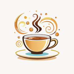 Obraz premium Steaming Cup of Coffee with Swirls and Bubbles.