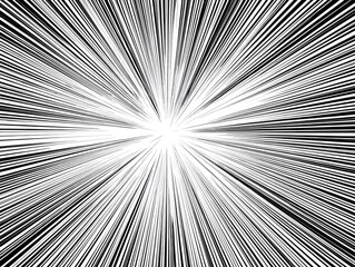 Obraz premium Graphic black and white radial lines emanating from a central point, forming burst