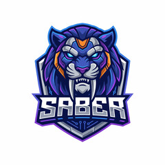 Obraz premium This striking emblem features a fierce tiger with a modern cybernetic design, representing power, technology, and strength for branding or gaming themes.