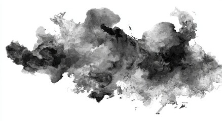 Obraz premium A swirling mass of grayscale smoke, wispy and dense, against a clean white background