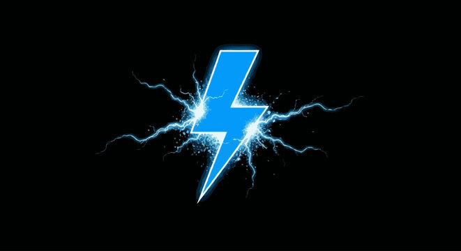 Electric blue lightning bolt graphic.