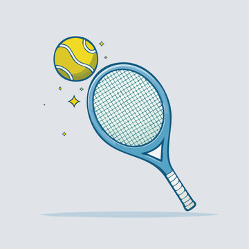 Tennis Racket and Ball Illustration.
