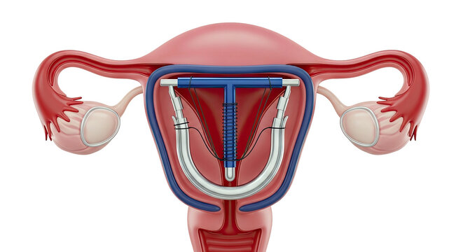 3D Illustration of IUD in Uterus