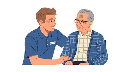Obraz premium Caregiver Assisting Elderly Man During Visit.