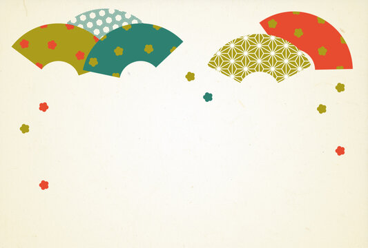 Traditional Japanese Fan Pattern with washi paper, Editable Illustrator AI Vectors