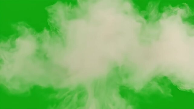 Grey dust cloud rising from bottom on green screen background