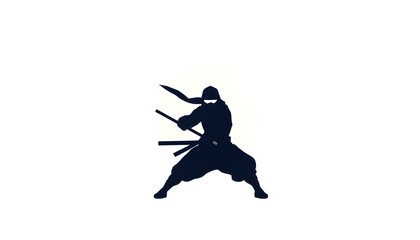 Fototapeta premium Abstract Ninja Silhouette. Abstract minimalist ninja silhouette using geometric shapes, limited color palette, modern flat design style 2