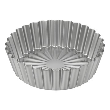 Silver tart pan isolated on white background ready for baking delicious pastries and sweet treats