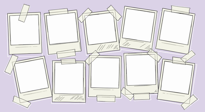 Minimal white frames with soft shadow on neutral pastel background composition