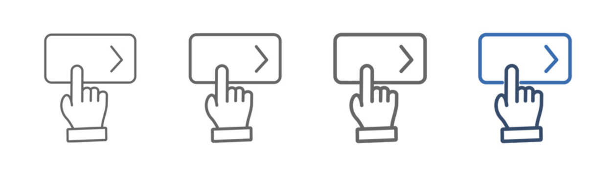 
outline icon set call to action with hand and button design