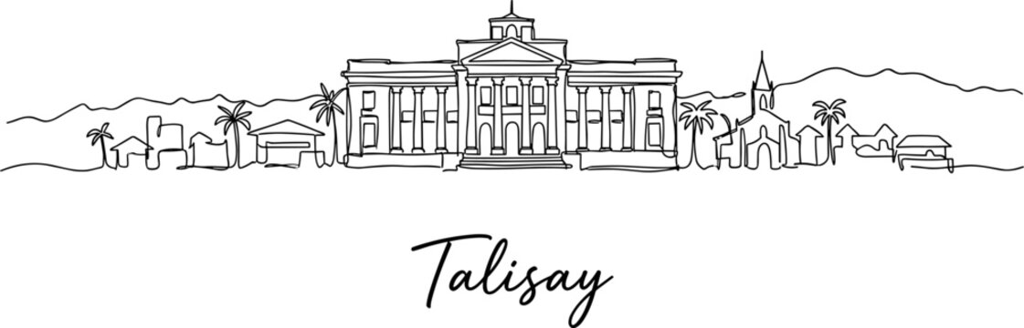 Talisay City Philippines skyline minimalist continuous one line drawing vector illustration