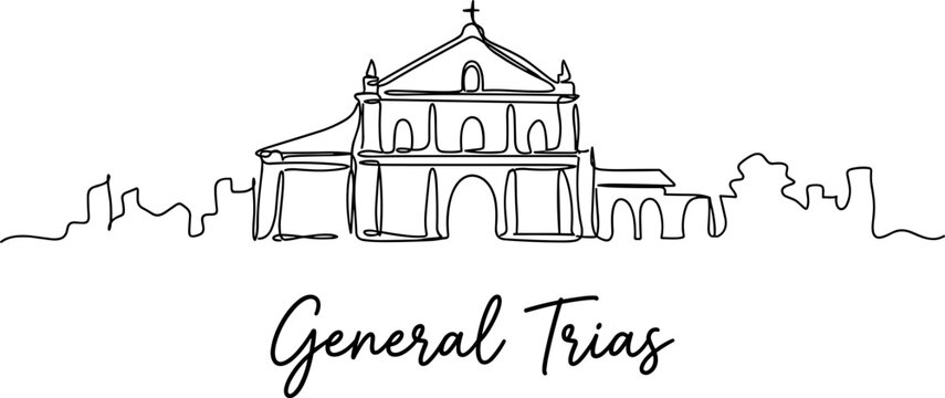 General Trias St Francis of Assisi Parish Church minimalist continuous line art vector illustration