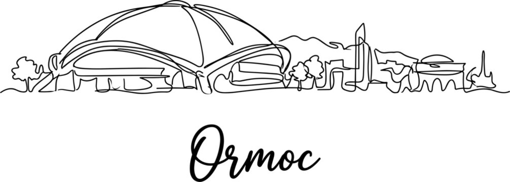 Ormoc City Philippines skyline one line art drawing minimalist vector illustration
