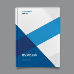 Fototapeta premium Modern Blue and White Business Annual Report Book Cover Mockup