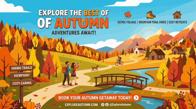 Autumn Adventure Scenic Landscape with Hiking Trails and Getaways