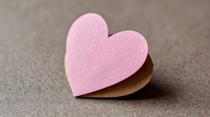 Fototapeta premium A delicate pink paper heart rests on a textured gray surface.