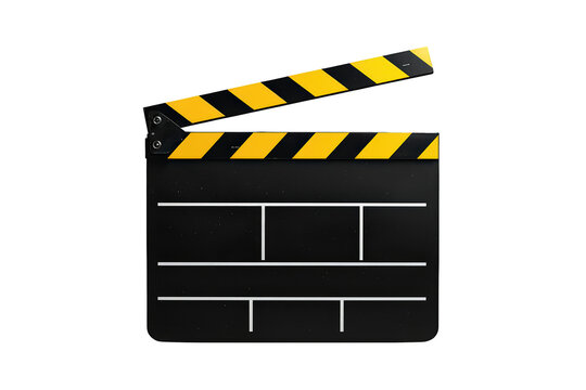 Clapperboard opening indicating film action, movie production, cinema industry, video editing, and digital entertainment concepts