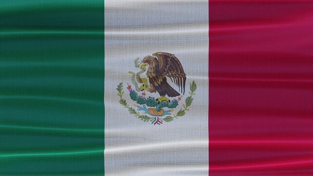 Mexico flag waving in the wind with high quality fabric texture