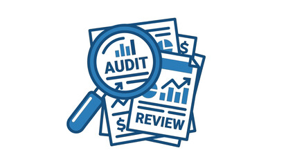 Fototapeta premium Magnifying glass on financial papers.