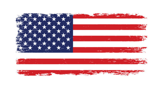 Distressed american flag grunge style with faded texture and worn edges representing patriotism pride independence and usa national symbol for backgrounds or design.