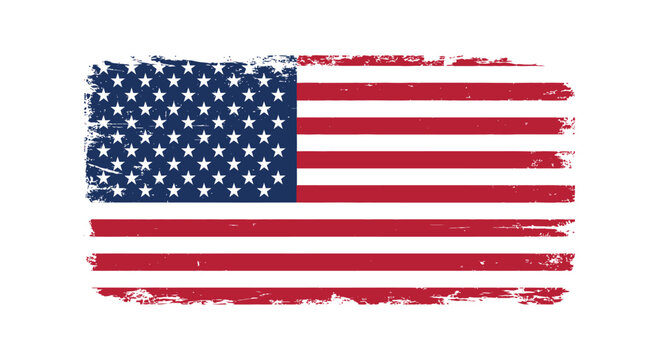 Distressed american flag grunge style with faded texture and worn edges representing patriotism pride independence and usa national symbol for backgrounds or design.