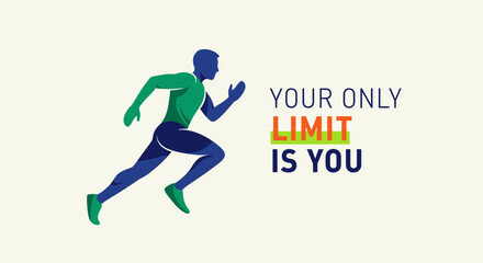 Fototapeta premium Dynamic Runner Silhouette Motivational Graphic Your Limit Is You