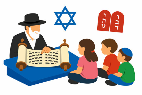 Passover Torah Reading with Children Listening