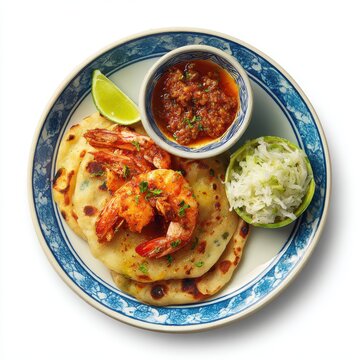 Isso Roti Sri Lankan street food plate isolated on a white background