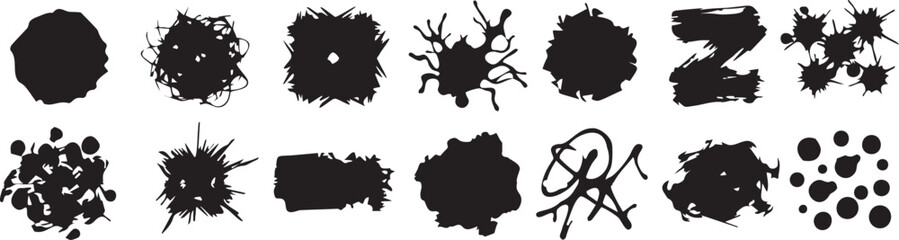 Naklejka premium Set of Distressed Black Brush Stroke Banners with Grunge Edges.