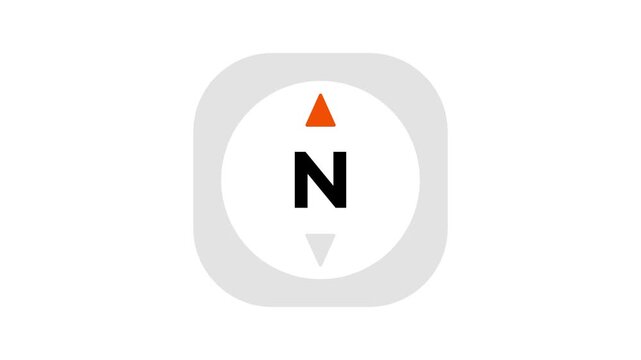 A compass icon with a needle pointing north is displayed inside a soft grey rounded square box against a clean and professional white background area