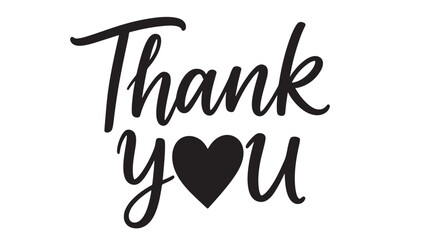 Obraz premium Thank you lettering with heart typography illustration