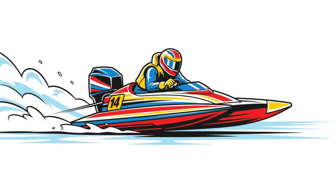 Fast Motorboat Race Thrill Rider Speeding Through Water Dynamics