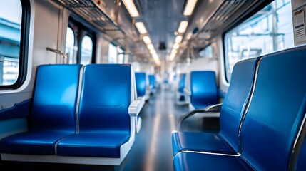 Fototapeta premium Interior View of Modern Public Transportation Train Seats.