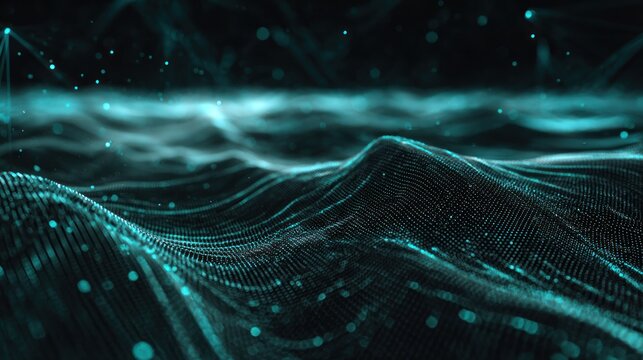 Abstract digital landscape futuristic networked terrain and data visualization
