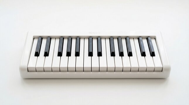 White electronic keyboard isolated on white background