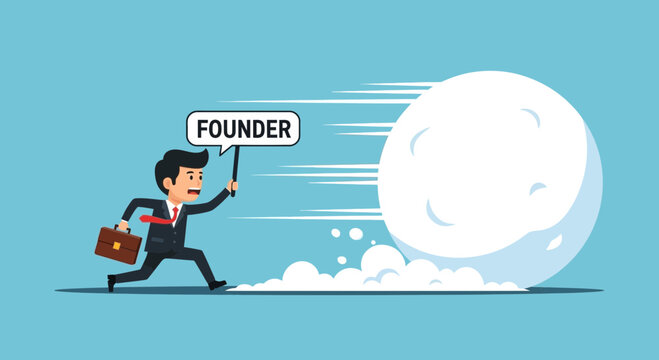 Founder Chasing A Giant Snowball Momentum Of Growth Concept