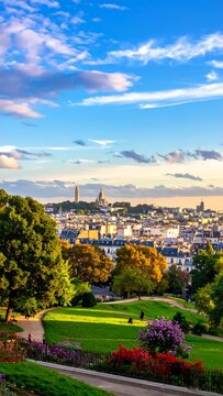 Parisian Panorama - A Serene View from Parc de Belleville.