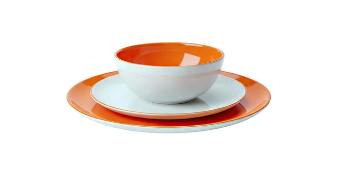 Orange and White Ceramic Dinnerware Set