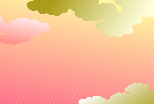 Elegant Traditional Japanese Cloud Pattern &ndash; Pink & Gold Gradient, Editable Illustrator AI Vector