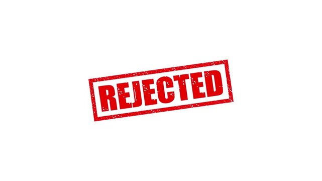 Rejected stamp design motion graphics. grunge rubber stamp impression animation. rejected distressed texture effect 4k video.