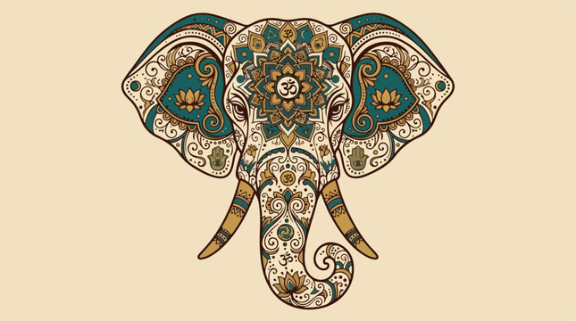 Elephant Head Mandala Design Art.