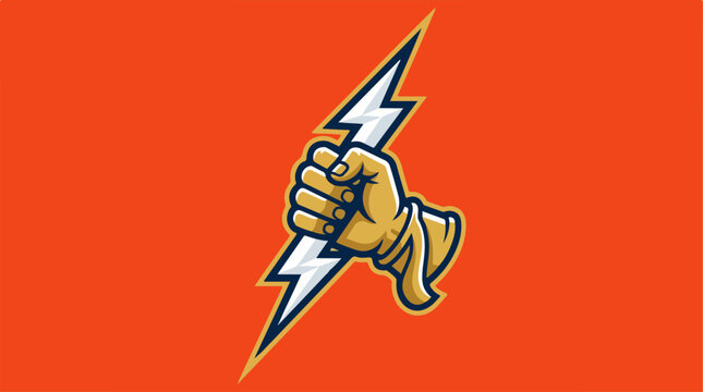 Hand Holding Lightning Bolt Symbol.